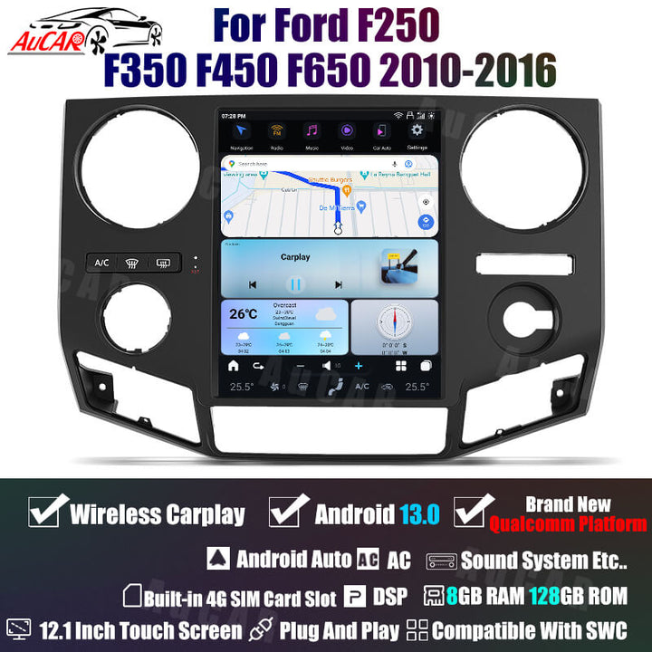 AuCar Tesla Android 12.1" Car Radio GPS Navigation For Ford F250 F350 F450 F650 2010-2016 NOSYNC