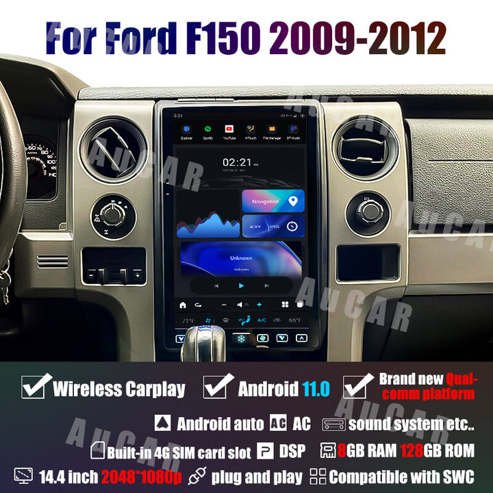 AuCar Tesla Android 14.4" Car Radio GPS Navigation For Ford F150 F250 Raptor 2015-2021 Car Multimedia Stereo Player Car Video