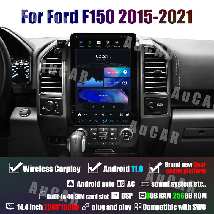 AuCar Tesla Android 14.4" Car Radio GPS Navigation For Ford F150 F250 Raptor 2015-2021 Car Multimedia Stereo Player Car Video