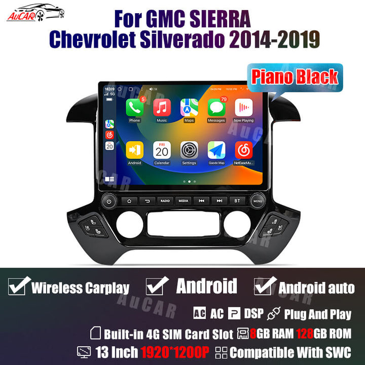 AuCar Tesla Android 13″ Car Radio GPS Navigation For GMC Sierra Chevrolet Silverado 2014-2019