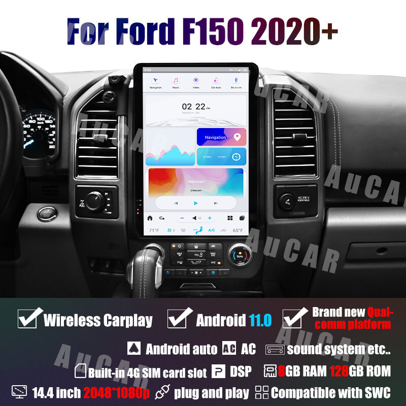 AuCar Tesla Android 14.4" Car Radio GPS Navigation For Ford F150 F250 Raptor 2015-2021 Car Multimedia Stereo Player Car Video