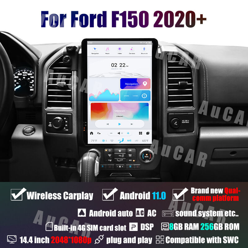 AuCar Tesla Android 14.4" Car Radio GPS Navigation For Ford F150 F250 Raptor 2015-2021 Car Multimedia Stereo Player Car Video