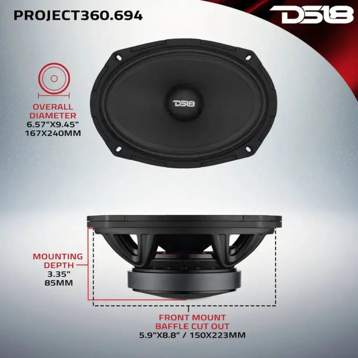 DS18 High-Sensitivity Mid-High Loudspeakers w/ Rotating Recone 6.5in 100.5db 4ohm 100Hz-17kHz
