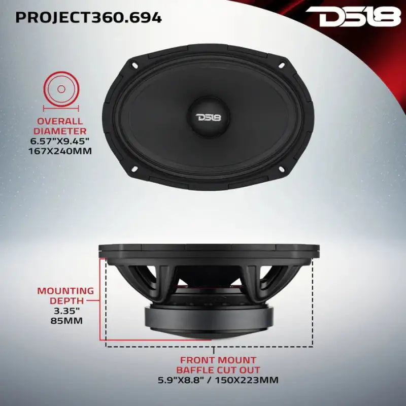 DS18 High-Sensitivity Mid-High Loudspeakers w/ Rotating Recone 6x9 101db 4ohm 95Hz-17kHz