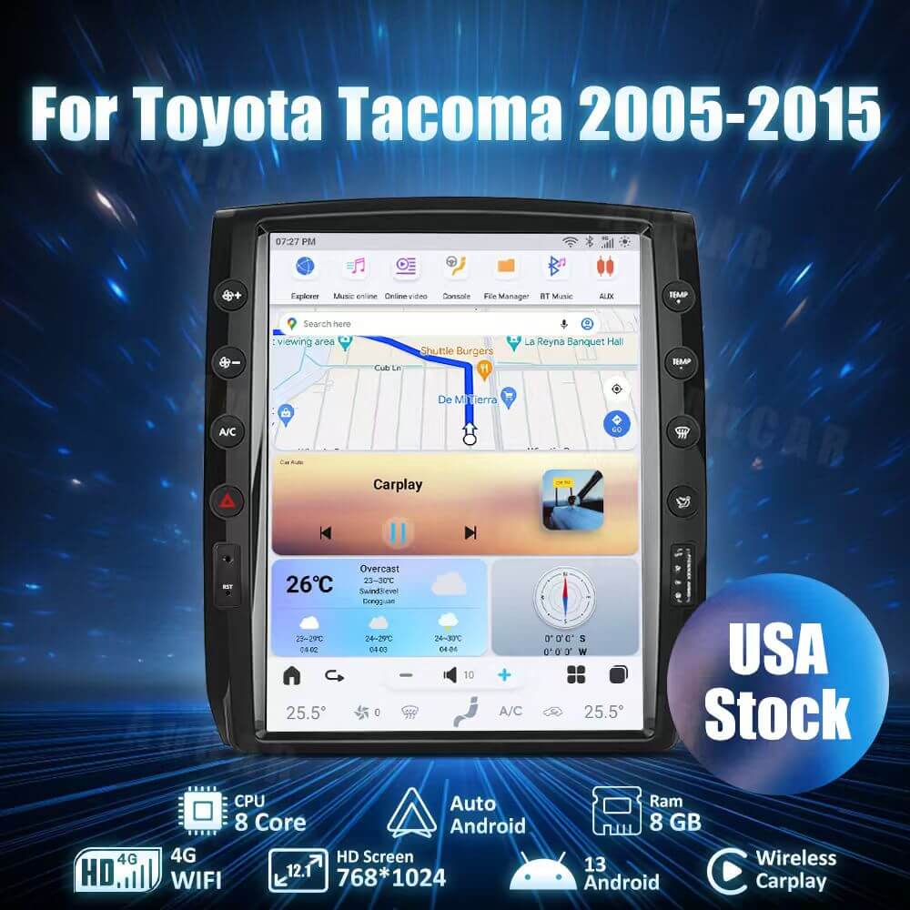 AUCARAUTO Tesla Android 13 12.1" Car Radio GPS Navigation For Toyota Tacoma 2005-2015