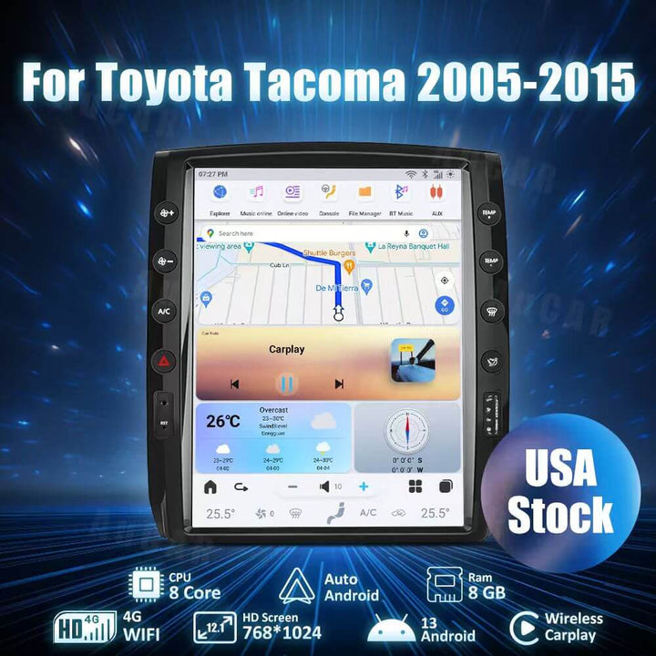 AUCARAUTO Tesla Android 13 12.1" Car Radio GPS Navigation For Toyota Tacoma 2005-2015