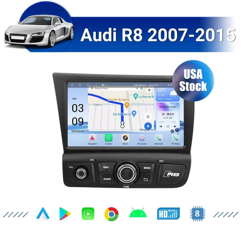 AuCar Audi R8 2007-2015 Android 13 head unit Car Radio GPS Navigation Car Multimedia Stereo Player Car Video