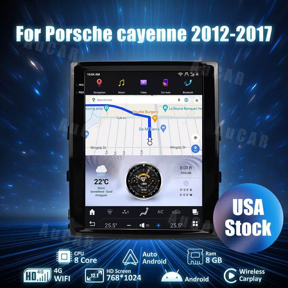 AuCar Tesla Android 12.1" Car Radio GPS Navigation For Porsche Cayenne 2012-2017 Car Multimedia Stereo Player Car Video