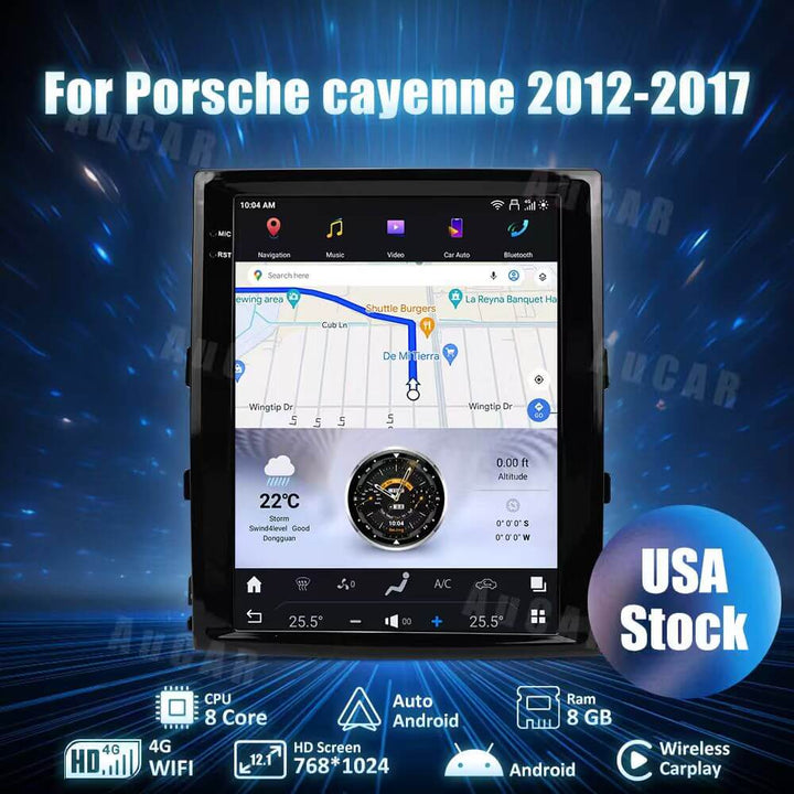 AuCar Tesla Android 12.1" Car Radio GPS Navigation For Porsche Cayenne 2012-2017 Car Multimedia Stereo Player Car Video