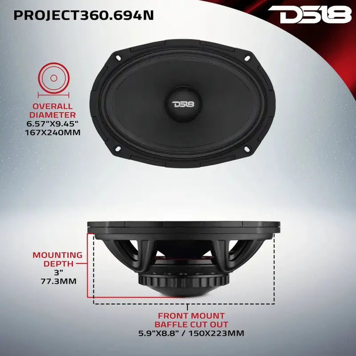 DS18 High-Sensitivity Mid-High Loudspeakers w/ Rotating Recone 6x9 101db 4ohm 95Hz-17kHz