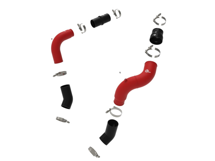 aFe BladeRunner 3in &amp; 3-1/2in AL Hot and Cold Charge Pipe Kit Red RAM Diesel Trucks 25-26 L6-6.7L
