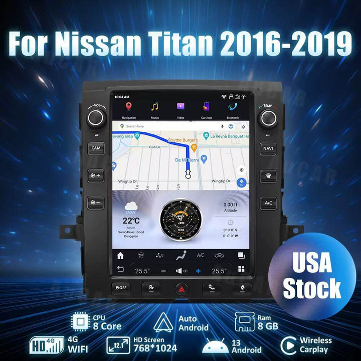 AuCar Tesla Android 13 12.1" Car Radio GPS Navigation For Nissan Titan 2016-2019