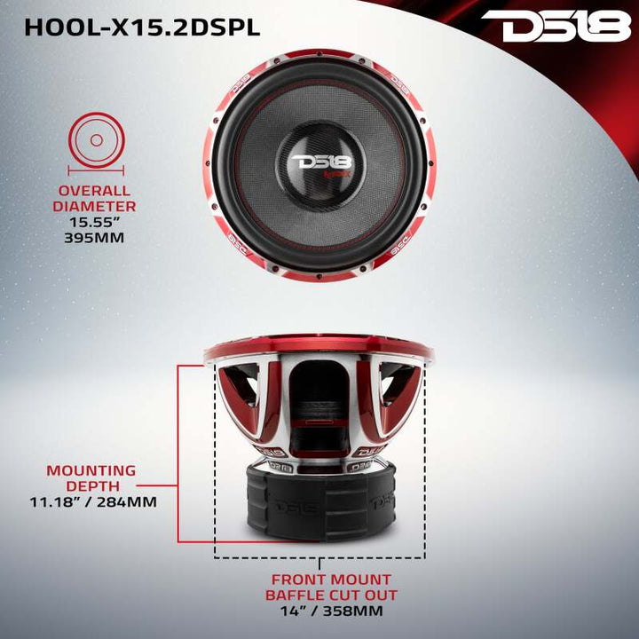 DS18 Hooligan Subwoofer 15in 4000 Watts RMS 2 ohm DVC