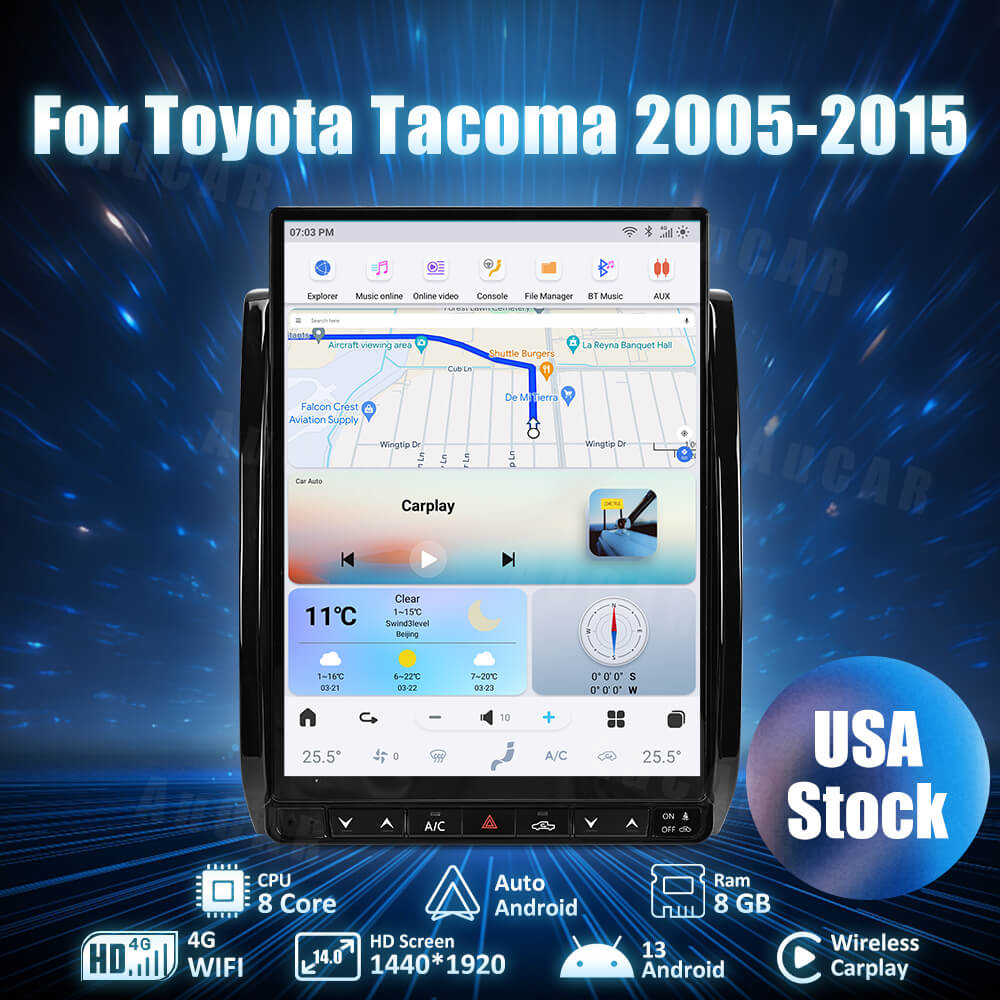 AUCARAUTO Tesla Android 13 14.0" Car Radio GPS Navigation For Toyota Tacoma 2005-2015