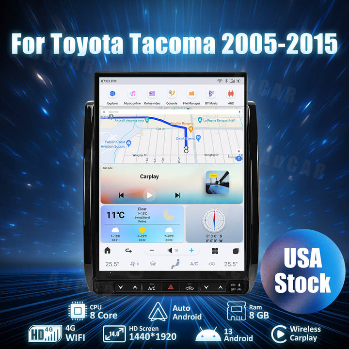 AUCARAUTO Tesla Android 13 14.0" Car Radio GPS Navigation For Toyota Tacoma 2005-2015