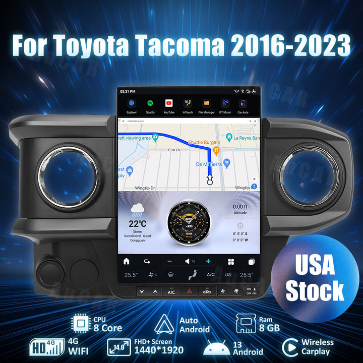 AUCAR Tesla Android 13 13.8" Car Radio GPS Navigation For Toyota Tacoma 2016-2023